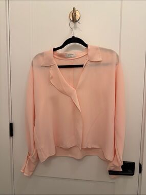 Babaton Blush Peach Silk-Like V-Neck Blouse